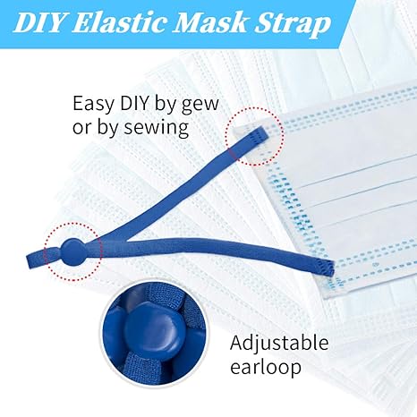 Amazon Com 100 Pcs Elastic String For Masks Elastic Cord For Face Masks High Stretch Elastic Bands For Sewing 1 5 Inch With Adjustable Buckle For Adult And Children Multicolor