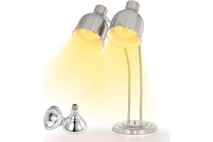 WICHEMI Food Heat Lamps Food Heat Preservation Lamp Commercial Food Warmer Lamp Catering Heat Lamp for Food Heating Restaurant Kitchen Food Service Buffet Home Use (Dual Head, 250W Bulbs)