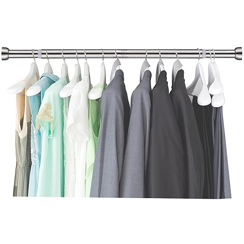 Closet Rods for Hanging Clothes, 14 to 50 Inch Adjustable Silver
