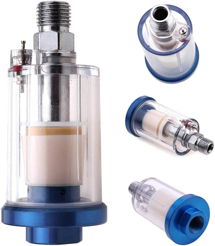 LanCo 1/4" BSP Mini Air Filter Moisture Water Trap for Spray Paint Gun Air Compressor, Pneumatic Tool, Blue