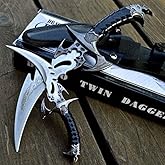 MOON KNIVES 2pc FANTASY CLAW Fixed Blade KNIFE TWIN DAGGER Set Draco w/ SHEATH, Stainless Steel