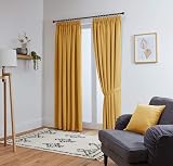 John Aird Blackout Curtains Ochre 90x54 In 2 Panels Pencil Pleat with Tie Backs view 2