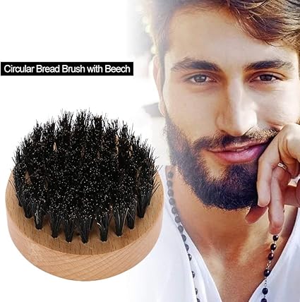 Beard Brush For Men Circle Wooden Color Beech Hair Removal