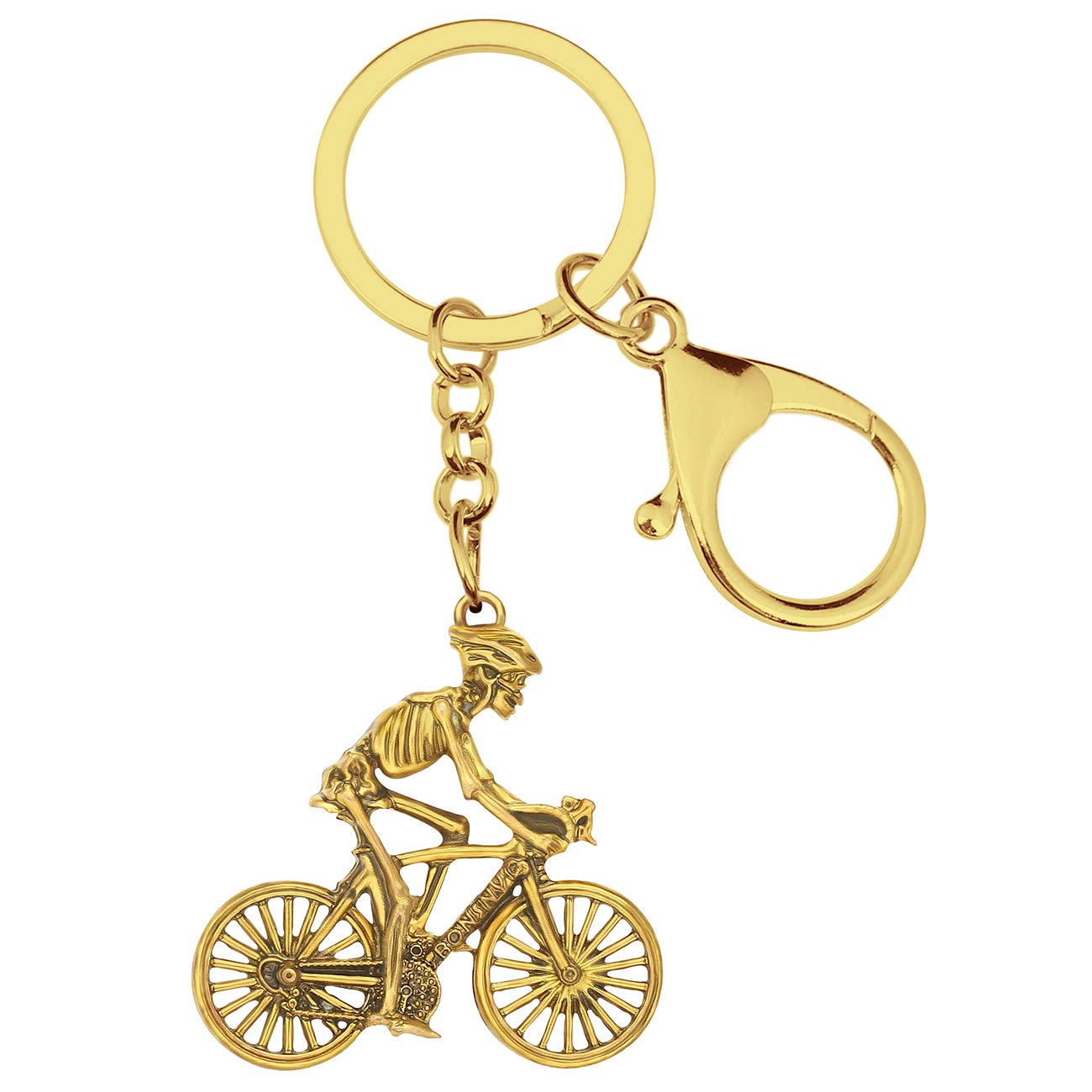 BONSNY Alloy Halloween Skull Keyring Bike Motorcycle Keychain For Women Girl Key Bag Phone Charm Gift (Gold Skull Bike)