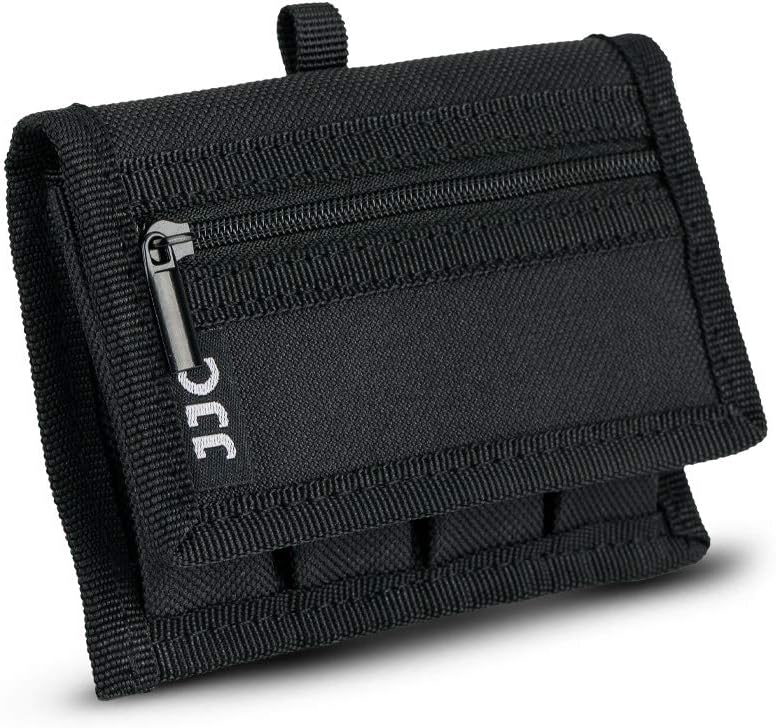 JJC Battery Pouch Holder Pockets for 4 Pcs 18650 Battery & Memory Card Holder for SD SDHC SDXC Card, Black/White