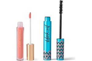 Josie Maran Eye Love Lip Gloss & Mascara Gift Set - Lip Plumper Infused with Argan Oil, Hyaluronic Acid for Sheer, Radiant Color & Lengthening Black Mascara - Vegan Makeup (2 Count)