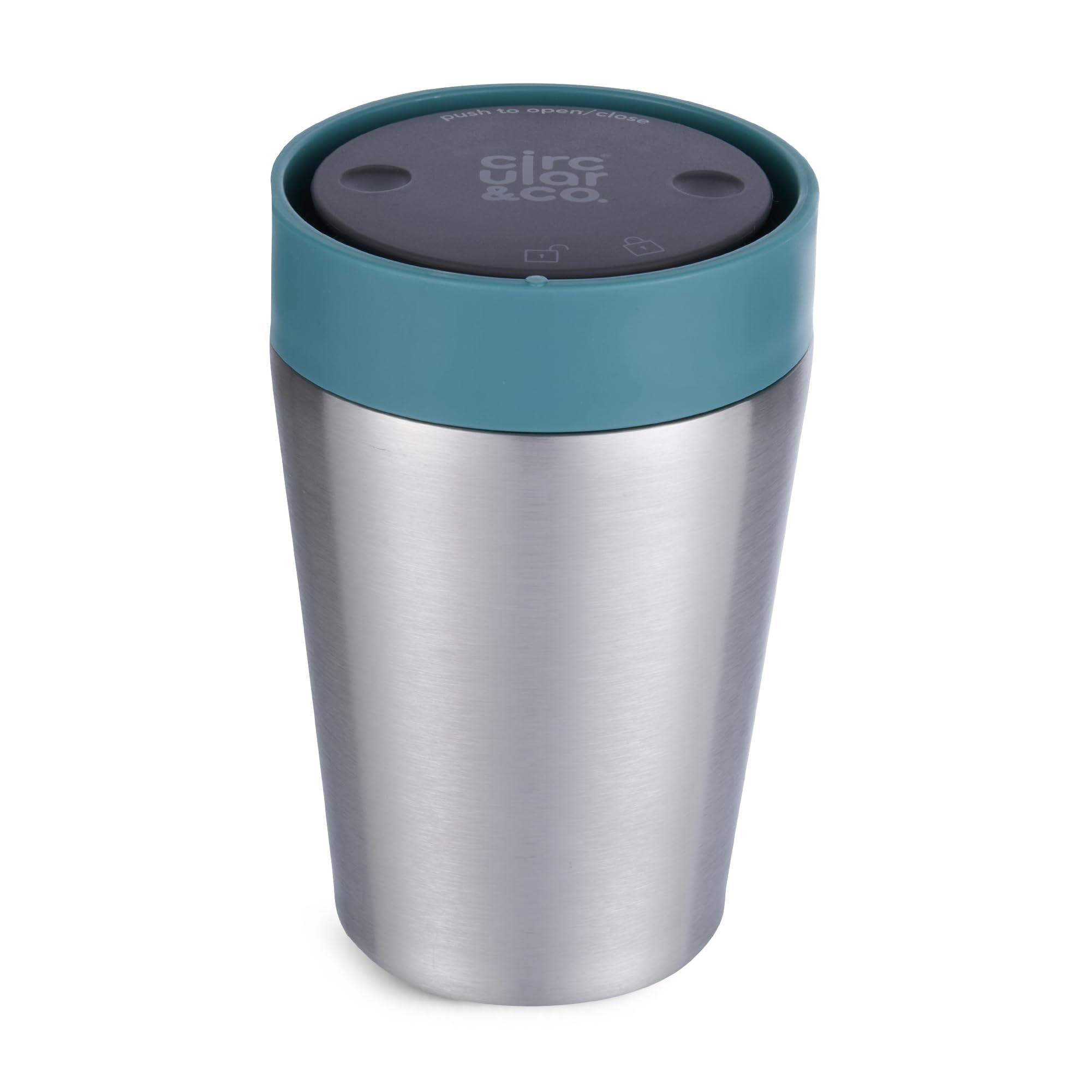 Circular & Co Pre 2026 (Previous Generation) Thermal Stainless Steel Travel Mug - 8oz/227ml - 100% Leakproof & Lockable - 6 Hours Hot/Cold - Push Top, One Hand Open, 360 Drinking Coffee Tumbler