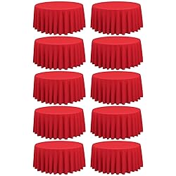 REWOMC 10 Pack Round Tablecloths - 90 Inch, Red