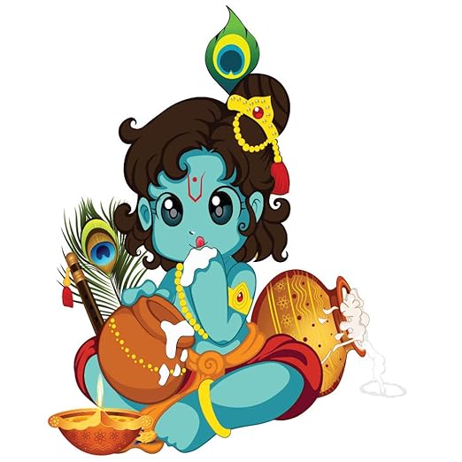 AS Interior PVC Krishna Theme Wall Sticker for Living Room, 60 x 90 cm