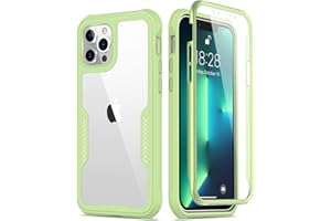 FUNMIKO iPhone 13 Pro Max Case with Screen Protector,Mili-Grade Heavy Duty Protection Pass 21ft. Drop Tested Slim-fit Clear Cover Protective Phone Case for Apple iPhone 13 Pro Max 6.7" Mint Green
