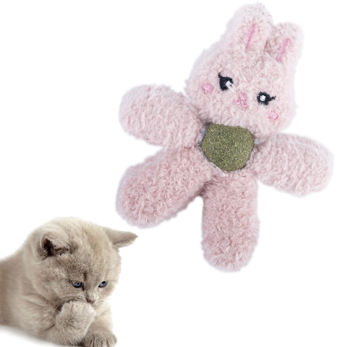 Photo 1 of Gavpepy Cat Toys with Catnip Kitten Chew Bite Supplies Boredom Relief Fluffy Kitty Teeth Cleaning Chewing Cat Lovers Interactive Plush Gift (Rabbit)
