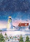 Christmas Lighthouse Garden Flag Nautical Holiday Scene 12.5