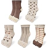 HOMSSEM Womens Girls Toe Socks Five Fingers Cute Colorful Ankle Athletic Running Toe Seperated