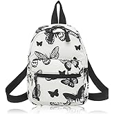 WisePoint Cute Backpack, Nylon Small Backpack for Women, Lightweight Mini Backpack Purse with Zipper (black butterfly)