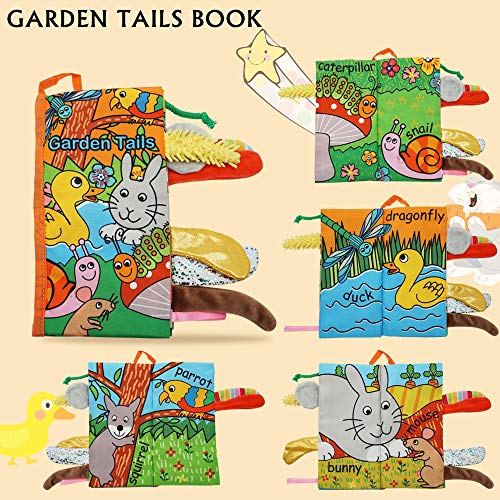 Here-Fashion-Pack-of-3-Soft-Animal-Tails-Cloth-Books-for-Babies-Colorful-Animals-Stereoscopic-Tails-Cloth-Books-for-Babys-Early-Learning-Education-Book-Woodland-Rain-Forest-Garden-Tail