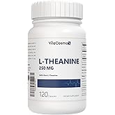 VitaCosmoX L-Theanine, 250 mg Vegan Capsules, 100% Vegetarian, Non-GMO & Gluten Free