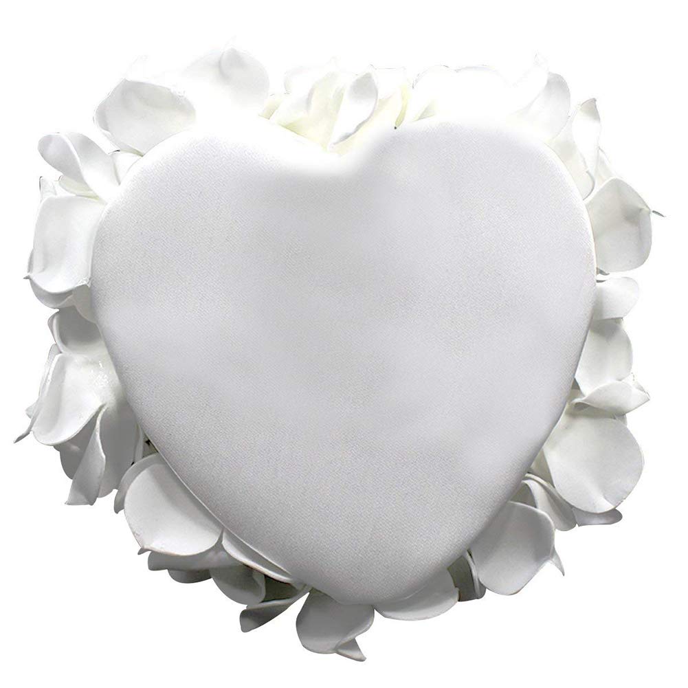 Wedding Ring Pillow, White Ring Pillow Lace Crystal Rose Wedding Heart Ring Box Ring Holder