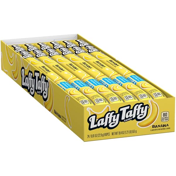 LAFFY TAFFY ROPE CANDY, BANANA FLAVOR, 0.81 OUNCE ROPES (PACK OF 24)