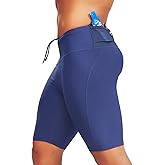 MIZOK Mens Running Half Tight Compression Short Gym Workout Bike Shorts with Built-in Phone Pockets