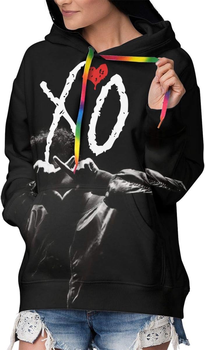 Womens XO The Weeknd Heart Novelty Fleece Hoodie 3D Digital Print Seatshirts Pockets Pullover
