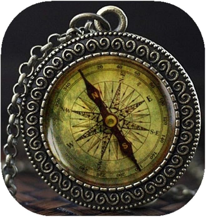 DSDDAWE23 Old Compass Pendant, Vintage Compass Necklace