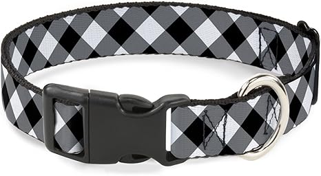 Black and white buffalo check dog collar Clearance