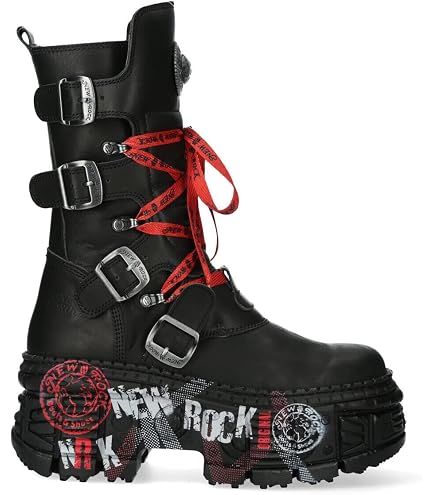 Amazon.com | New Rock Boots WALL1473-S11 Unisex Metallic Black