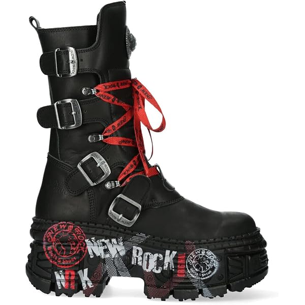 Amazon.com | New Rock Boots WALL1473-S11 Unisex Metallic Black