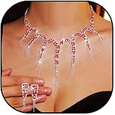 JEWEKY Red Jewelry Set Formal Rhinesrone Necklace Earrings Sets for Women