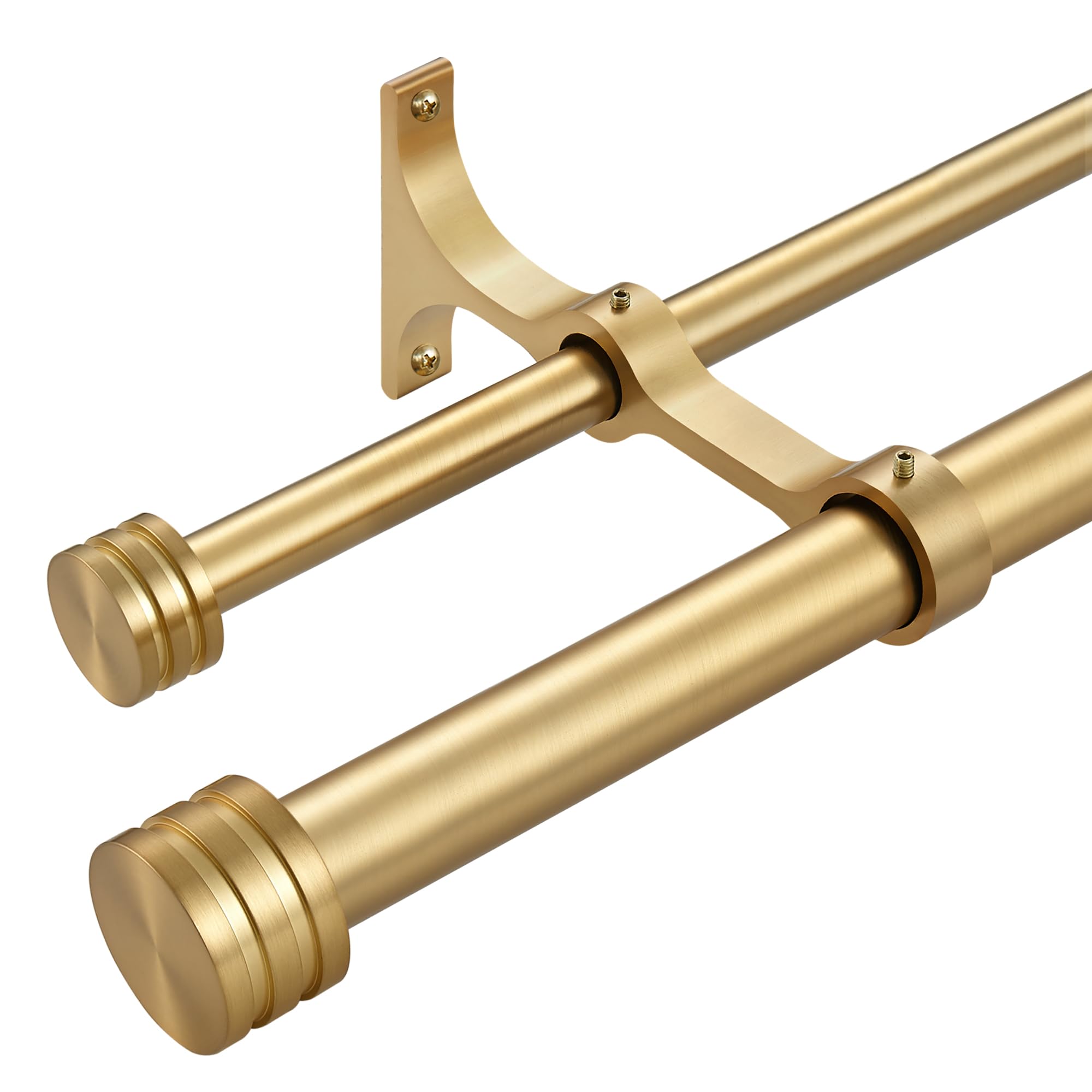 Double Curtain Rods with Aluminum End Cap and Full Enclosure Brackets