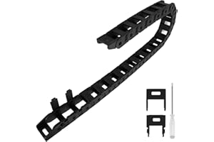 LMioEtool R38 18mm x 25mm(Inner H x Inner W) Black Plastic Cable Wire Carrier Drag Chain 1M Length for CNC, with End Connectors - Bridge Type (Inner Side openable)