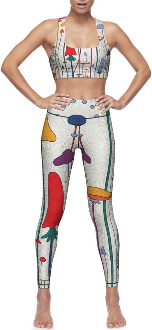 1960s Style Poster Exercise Outfits for Women Yoga 2 Piece