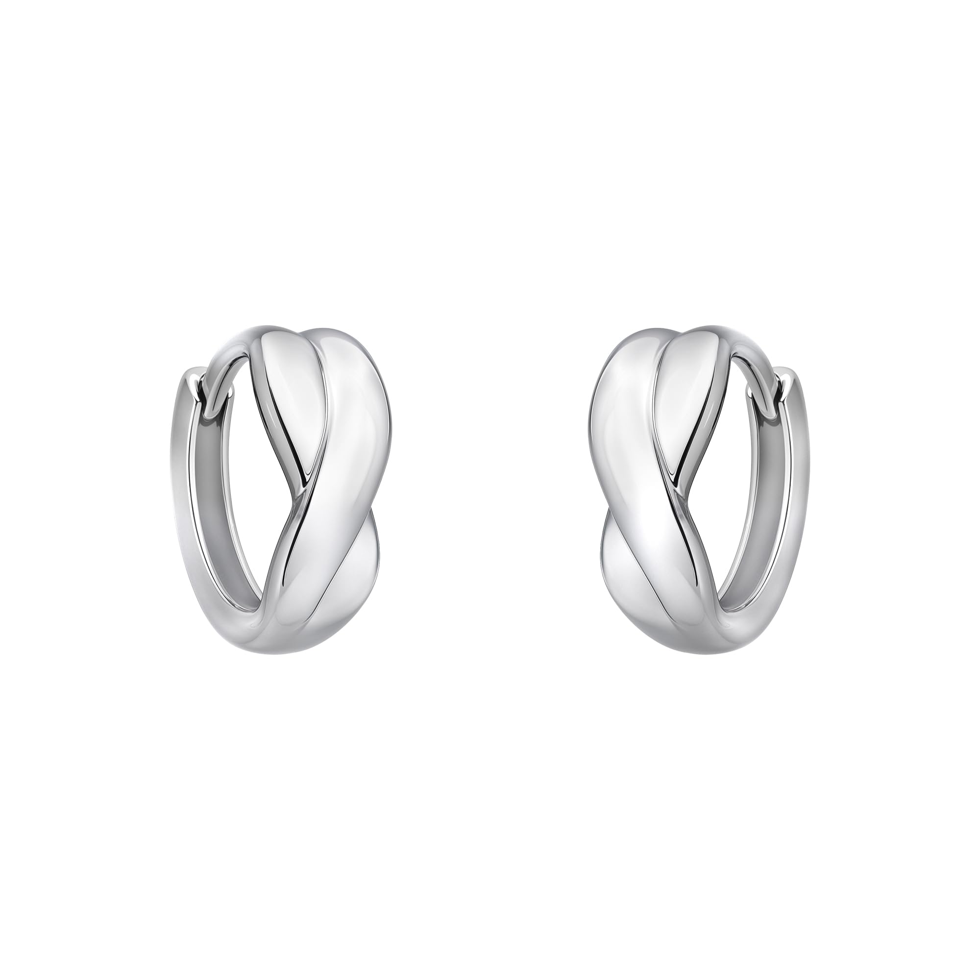 SOFIA MILANI - Women's Earrings 925 Silver - Small Thin Curved Creoles - 20796