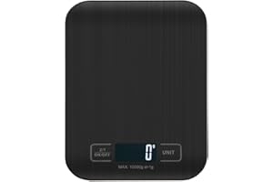 Báscula de cocina digital de 5 kg de acero inoxidable, elegante y ultrafina, báscula electrónica de cocina para el hogar y la cocina con pantalla LCD, función de tara