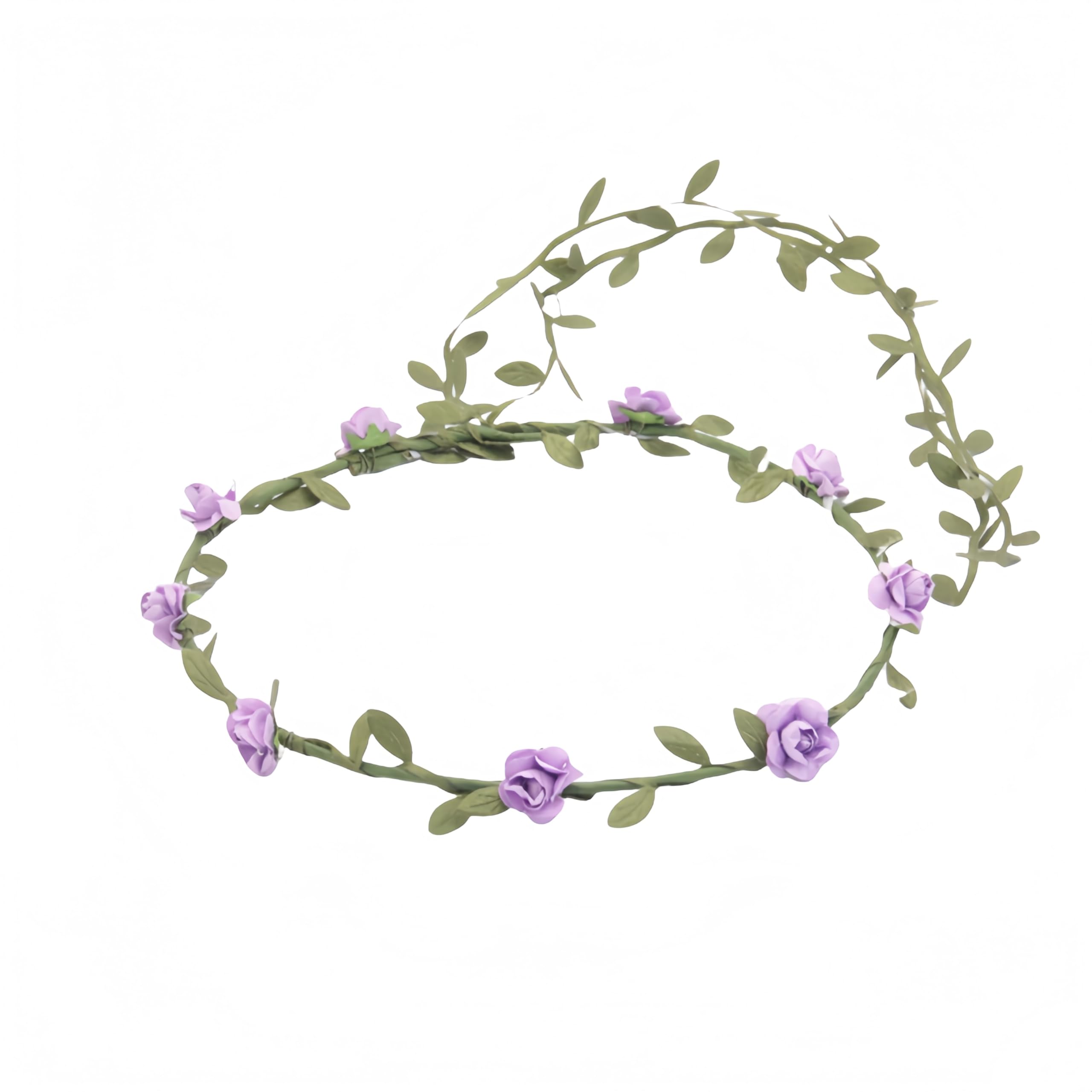 Photo 1 of Lofruiin Women's Simulated Rose Flower Wreath Bridesmaid Floral Crown Headband Headpiece for Seaside Weddings Travel Photography (Light Purple, Pack of 1)
