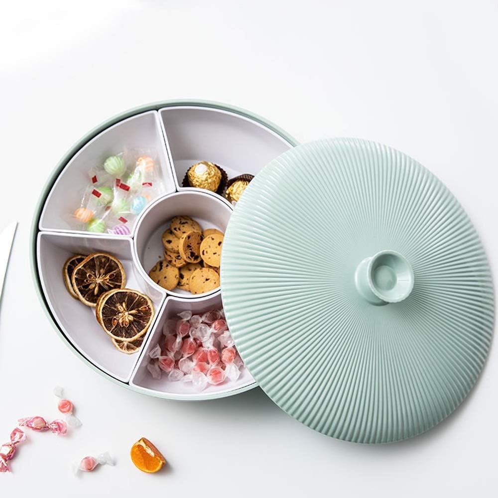 Yjdr Dried Fruit Plate, Candy Snack Serving Tray, Partition Snack Box Plastic Snack Storage Containers for Home Party Wedding Decoration Fruit Plate Compartment With Lid Dried Fruit Box Candy Box Nord