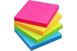 EASTERN WOLF Sticky Notes 3x3 Self-Stick Notes Bright Colors Sticky Notes 4 Pads 100 Sheets/Pad (Bright)