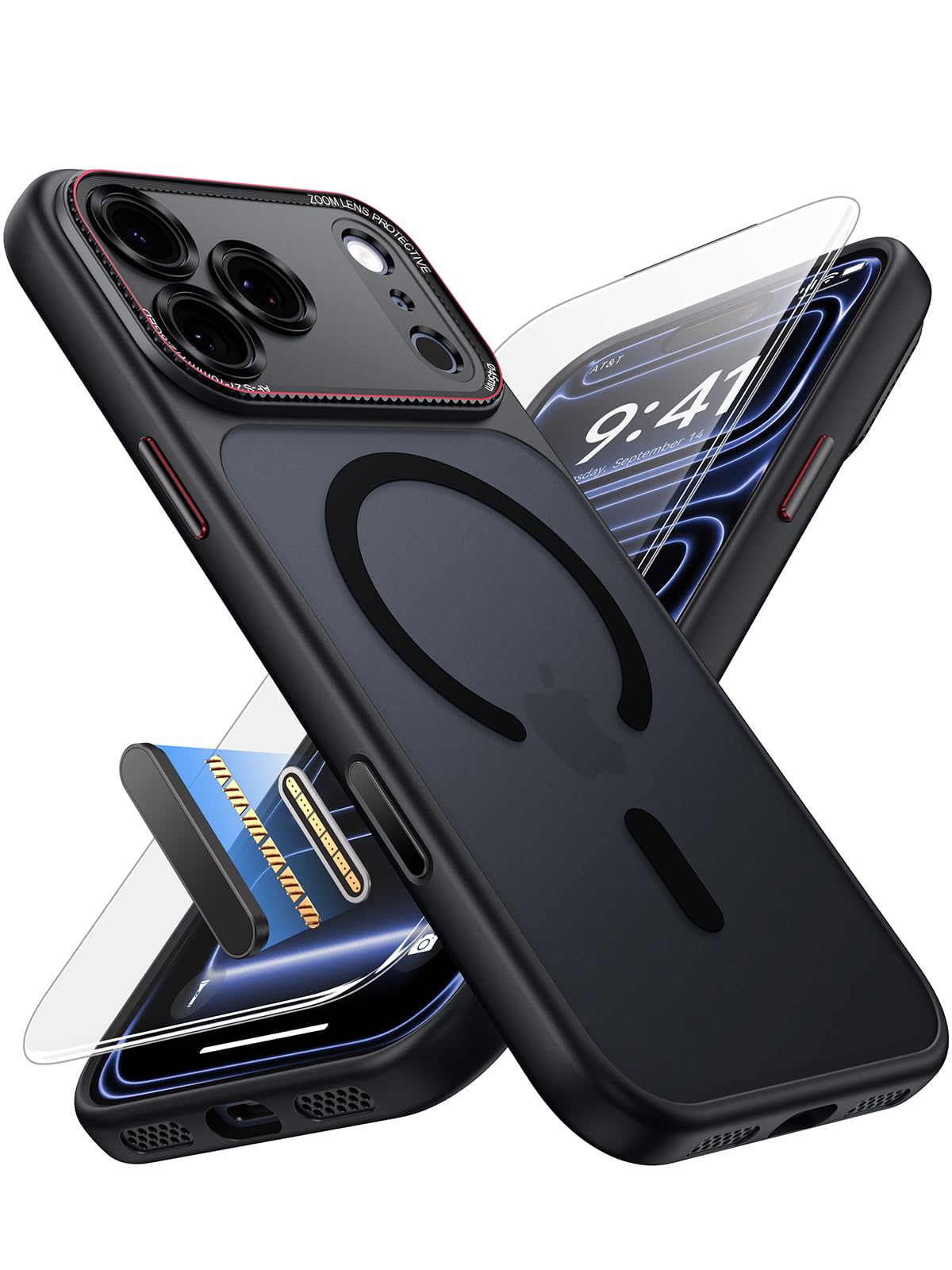 Photo 1 of JUESHITUO Magnetic for iPhone 17 Pro Case: Upgraded [Full Camera Protection], with [1X Screen Protector] [Camera Button], 6.3" Case for iPhone 17 Pro, Black