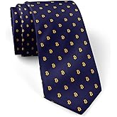 Skinny Slim Fashion Necktie for men Novelty Conversational Neckwear Ties (Bitcoin Orange Pattern)