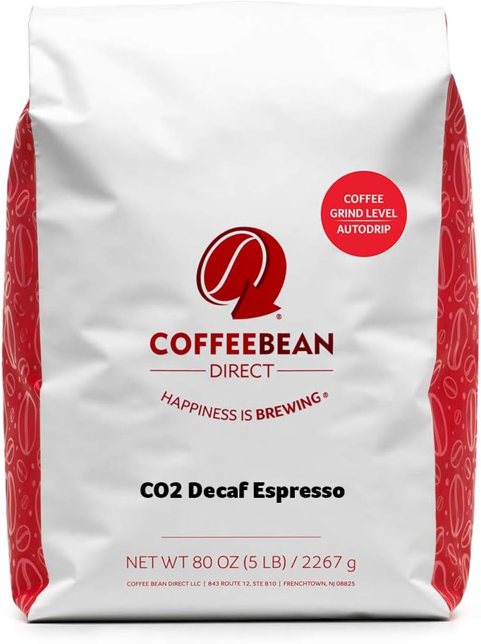 Coffee Bean Direct CO2 Decaf Espresso, Ground Coffee, 5-Pound Bag