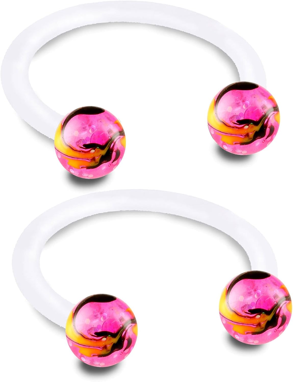 Pack of 2 piercing horseshoe balls 1.2 circular barbell bioflex