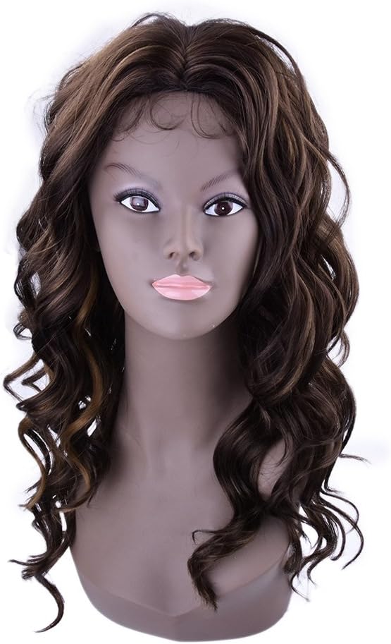 Miss Rola Long Curly Natural Wavy For Women 15Inch High Heat Resistant Synthetic Highlights Hair Cosplay Party Wig With Different Colors (4/30#)