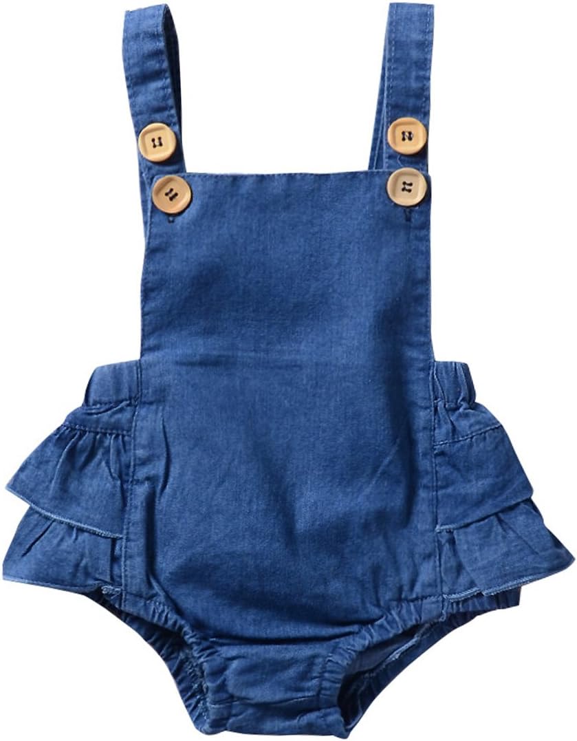 puseky Baby Newborn Girl Sleeveless Denim Suspender Romper Jumpsuit