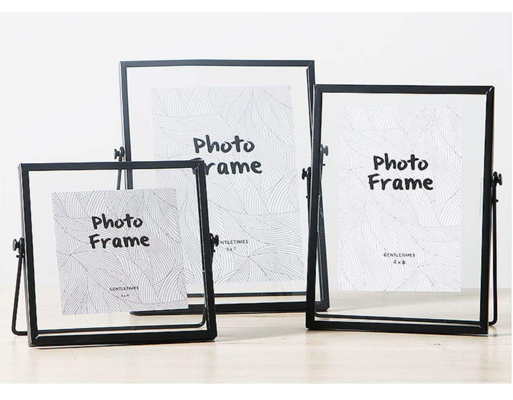3 Pack Vintage Black Picture Frames Black Vertical Photo Frame with Pressed Glass, Metal Artwork Picture Frame For Photos, Plant Specimen Tabletop Display, 4" x 4", 4" x 6", 5" x 7"