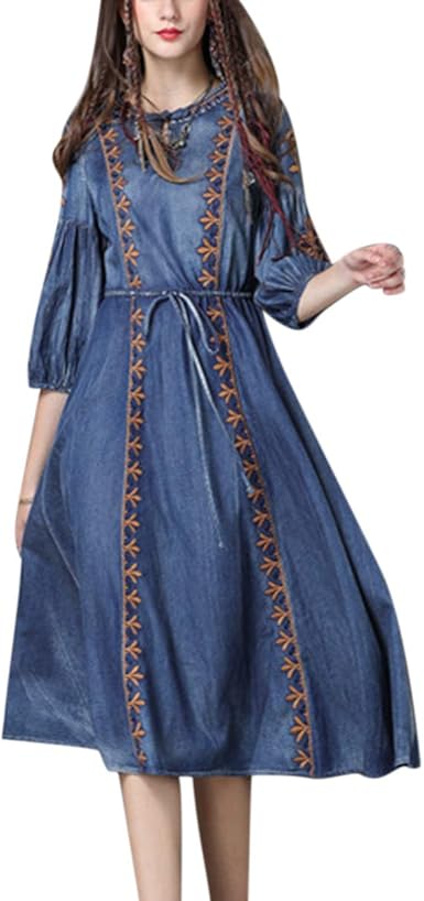 floor length denim dress