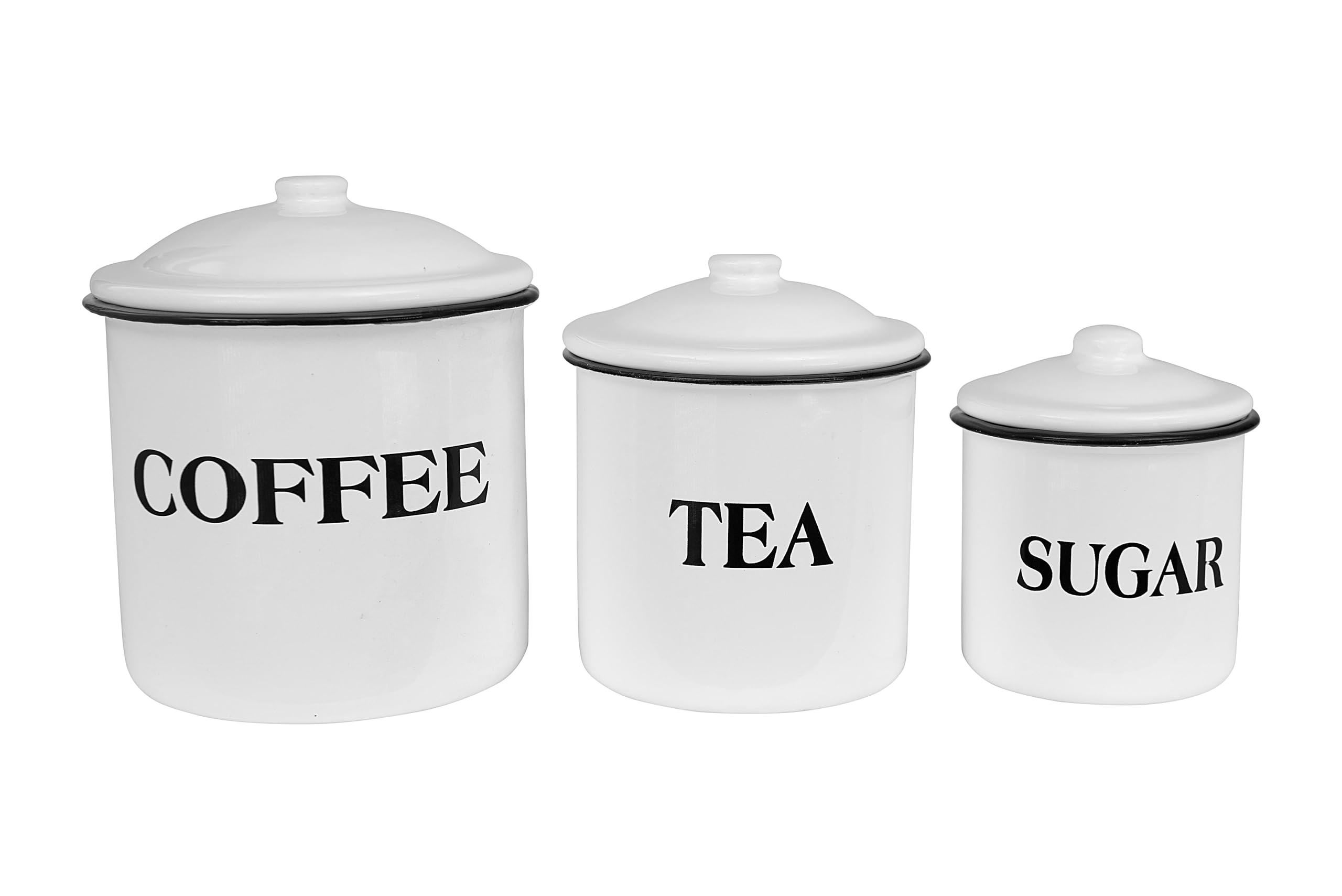Photo 1 of (MINI SIZE) Creative Co-Op Metal Containers with Lids, Coffee, Tea, Sugar (Set of 3 Sizes/Designs)