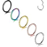 Aumeo 14G 16G 18G 20G Nose Ring Hoop Stainless Steel Hinged Segment Rings Hoops Nose Clicker Ring Tragus Helix Cartilage Daith Rook Earring Piercing Jewelry for Women Men