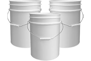 5 Gallon White Plastic Bucket Only - Durable 90 Mil All Purpose Pail - Food Grade Buckets NO LIDS Included - Contains No BPA 