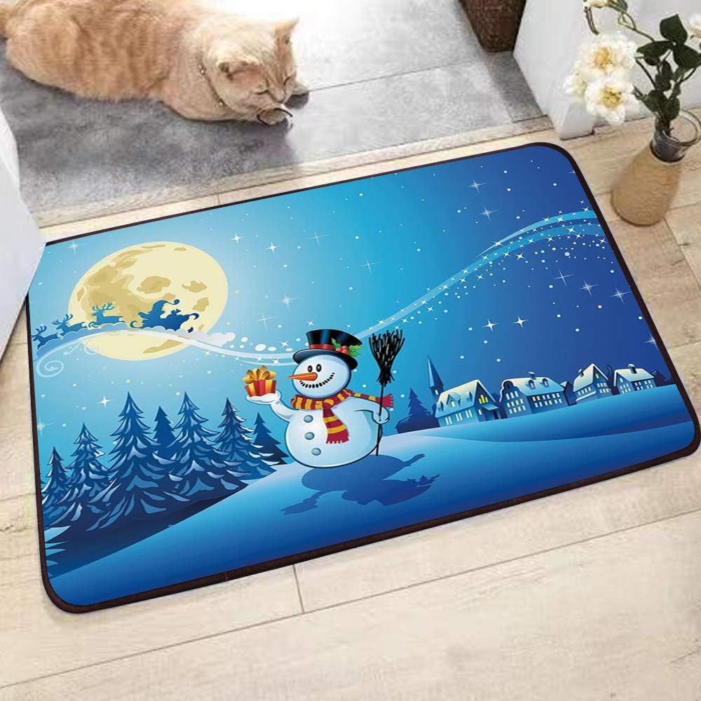 Bath Mat , Microfiber Soft Bath Rug，Christmas,Snowy Landscape Pines