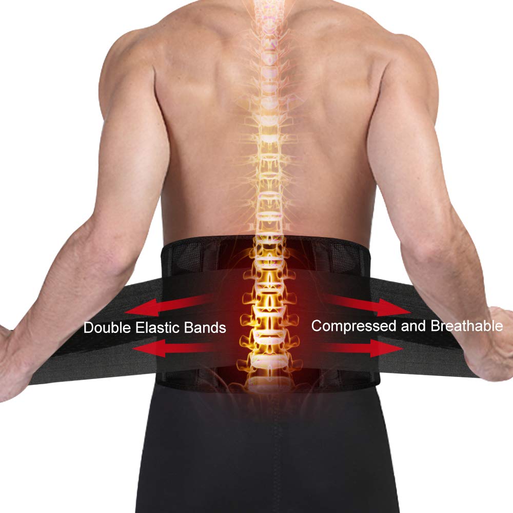 Fivanus Stabilizing Lumbar Lower Back Brace Support Belt with Dual Adjustable Straps for Men and Women, Black, Regular(31\